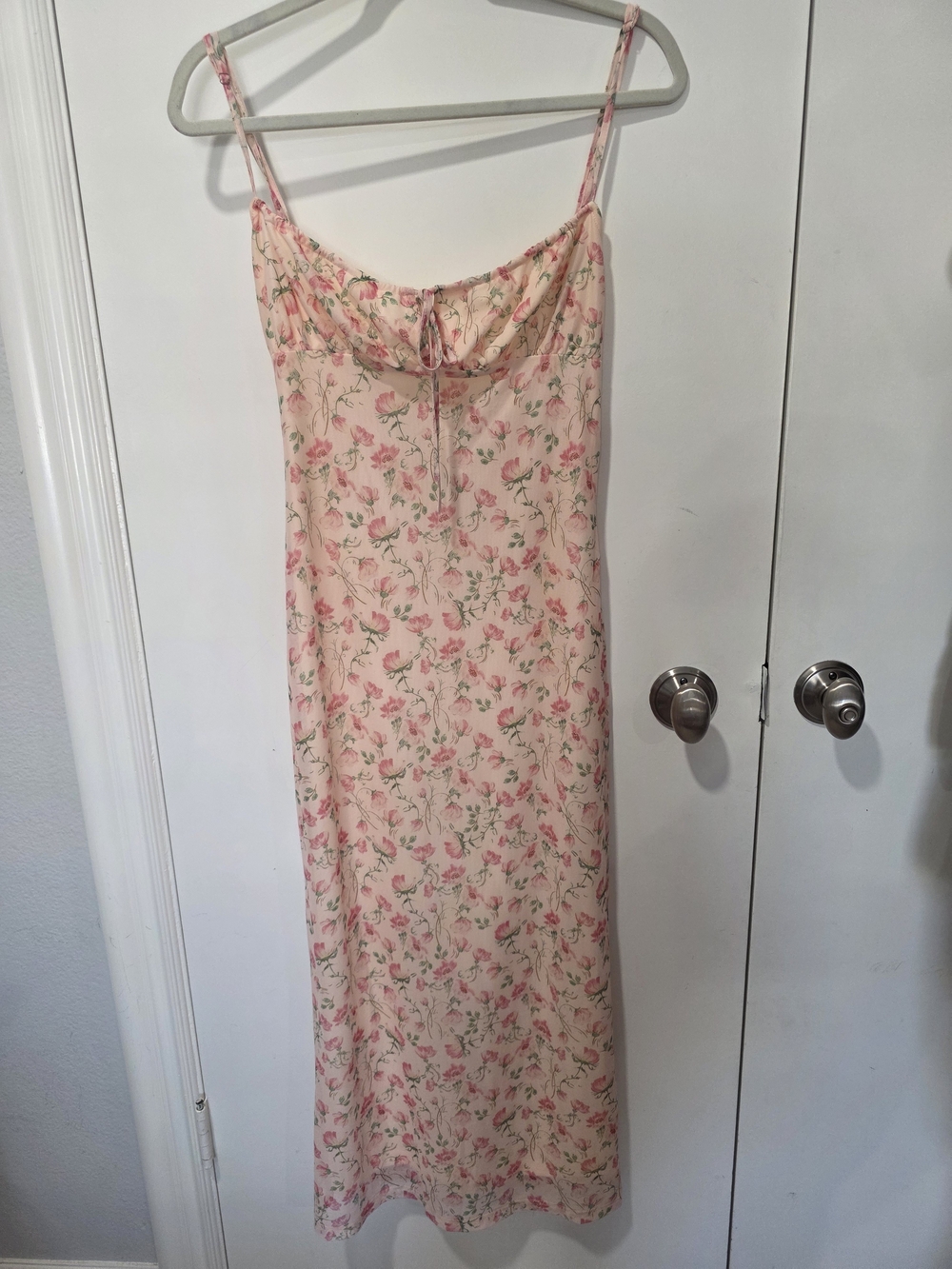 Pink Floral Spaghetti Strap Dress
